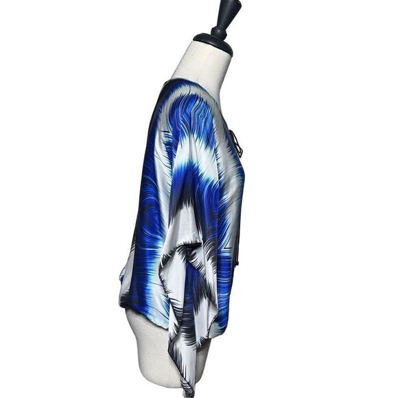 Alberto Makali Silk Geometric Print Peasant Blouse Size Medium - Picture 3 of 6